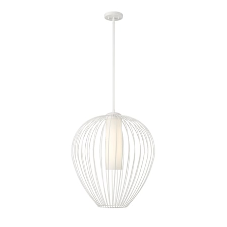 Z-Lite Savanti Pendant, 1-Light, 22 In.W x 25.5 In.H, Textured White/White Opal 7507-22TW